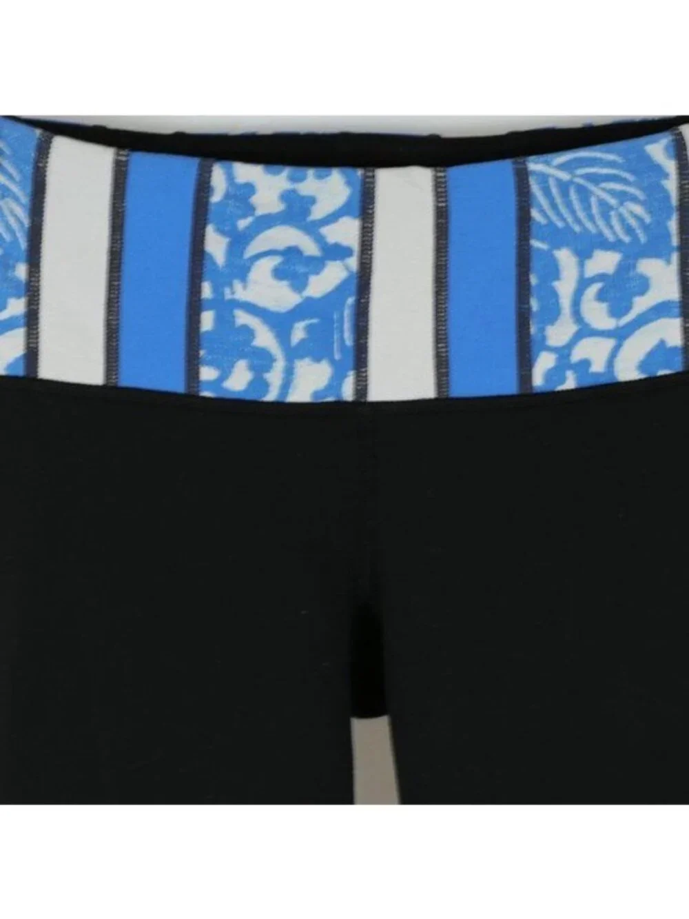 Lululemon Wunder Under Women's Size 2 Black Blue Reversible Capri Leggings
